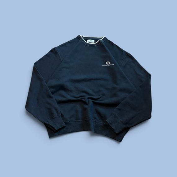 Sergio Tacchini, Vintage 00s Sergio Tacchini Sweatshirt Black Crew Neck Embroidered Logo Mens L
