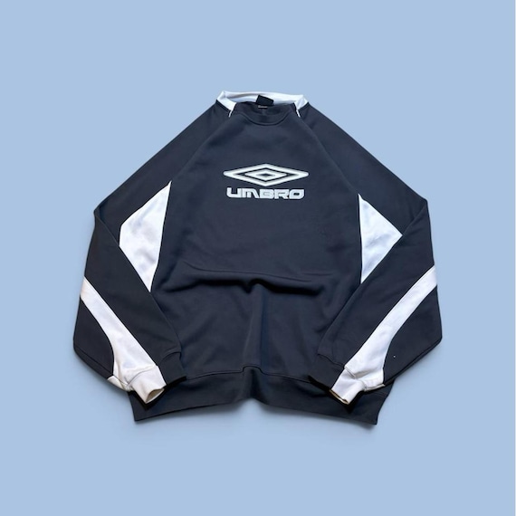 Umbro, Vintage 00s Umbro Sweatshirt Grey White Panel Crew Neck Embroidered Logo Mens XL
