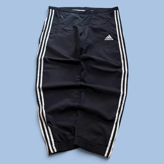 Adidas, Vintage 00s Adidas Track Pants Black 3 Stripes Zip Pockets Mens Size XXL Sweatpants