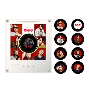 May include: A rectangular acrylic display featuring a collage of seven individuals in red and white frames, a central black vinyl record graphic with gold trim, and text reading THIS IS THE SHINING STAR IN MY ORDINARY LIFE. Eight circular stickers are included.