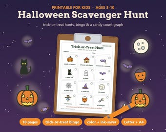 Halloween Scavenger Hunt for Kids Printable, Trick or Treat Bingo, Halloween Games for Kids, Pumpkin Patch Scavenger Hunt, Party Game
