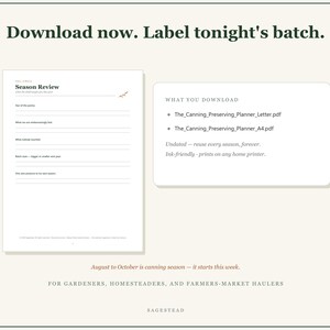 Canning Planner Printable PDF, Preserving Journal, Batch Log, Pantry Inventory, Jar Labels, Altitude Chart, Water Bath Pressure, Letter A4 image 4