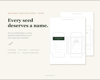 Seed Packet Envelope Template Printable, Seed Saving Kit, DIY Seed Envelopes, Saving Guide, Viability Chart, Seed Log, Cut and Fold PDF