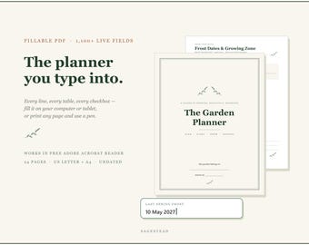 Fillable Garden Planner PDF, Type Directly In, Digital Garden Journal for Tablet, Seed Starting Log, Crop Rotation, Undated, Letter A4