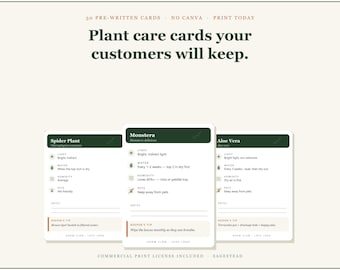 Plant Care Cards Printable, 30 Houseplant Care Instructions PDF, Pet Safety, Plant Shop Packaging Insert, New Plant Gift Tag, Letter A4