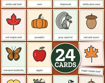 Montessori Nature Cards, Autumn 3 Part Cards, Fall Nomenclature Cards, Homeschool Preschool Printable