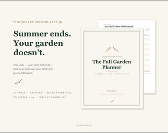 Fall Garden Planner Printable PDF, Autumn Planting Calendar, Last Frost Countdown, Fall Sowing Schedule, Harvest Log, US Letter A4 Download