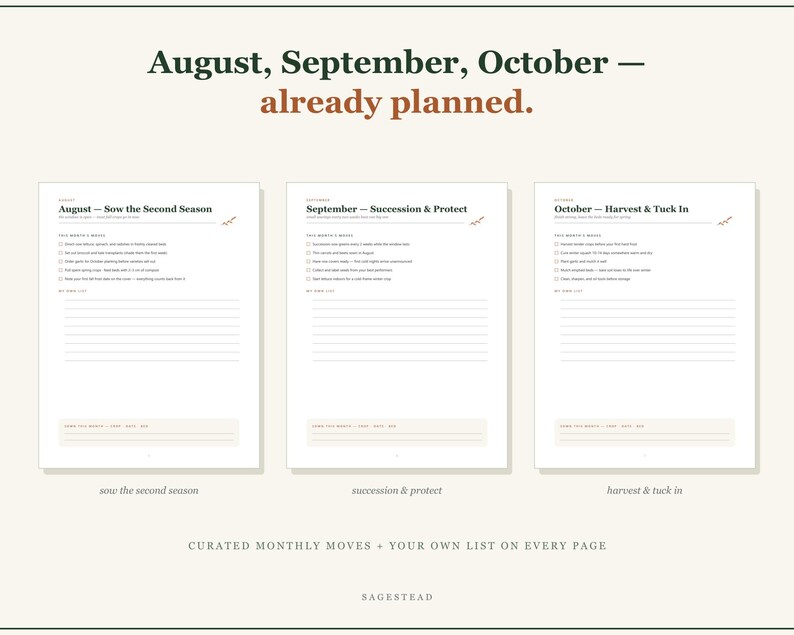 Fall Garden Planner Printable PDF, Autumn Planting Calendar, Last Frost Countdown, Fall Sowing Schedule, Harvest Log, US Letter A4 Download image 3