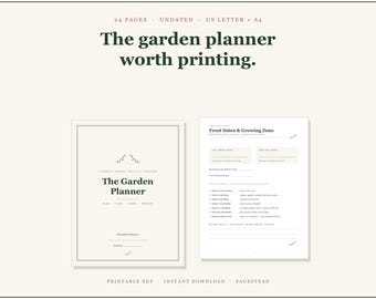 Printable Garden Planner PDF, Fall Garden Journal, Seed Starting Log, Crop Rotation Chart, Harvest Tracker, Undated, US Letter A4