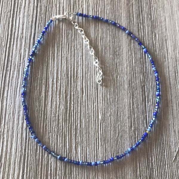 Maui Blue Beaded Choker, Dainty Choker, Trendy Jewelry, Beach Vibe, Choker, Bohemian Jewelry, Pearl, Beach Jewelry, Blue beaded choker