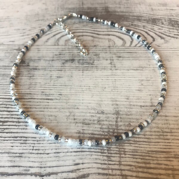 Crystal Beach  Beaded Choker, Seed Beaded Choker Necklace, Choker, Beach Jewelry