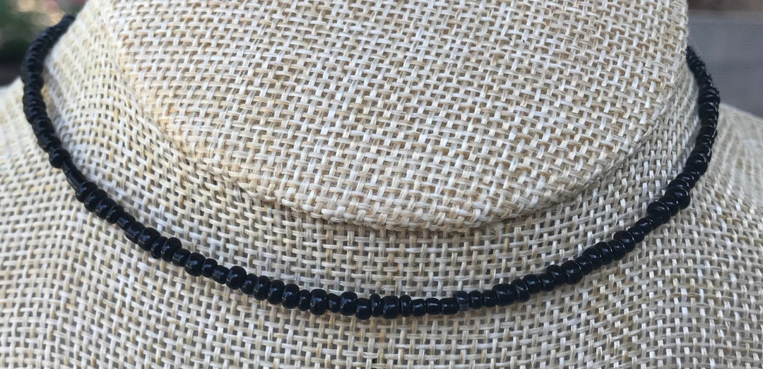 Black Beaded Choker Necklace Dainty Choker Trendy Jewelry Etsy