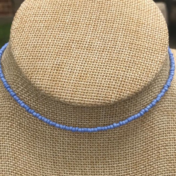 Periwinkle Blue Beaded Choker, Danity Choker, Trendy Jewelry, Beach Vibe, Choker, Bohemian Jewelry, Hippie, Boho Chic