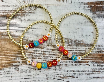 Name Bracelet, Custom bracelet, Flower Bracelet, Friendship bracelets, custom name bracelet, personalized name bracelet, Gold Bracelet