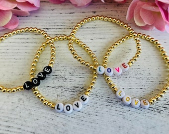 Beaded Name Bracelet, Personalized Bracelet,  Beaded Jewelry, Custom Word Bracelet, 14k Gold Beaded Bracelet, Friendship Bracelet