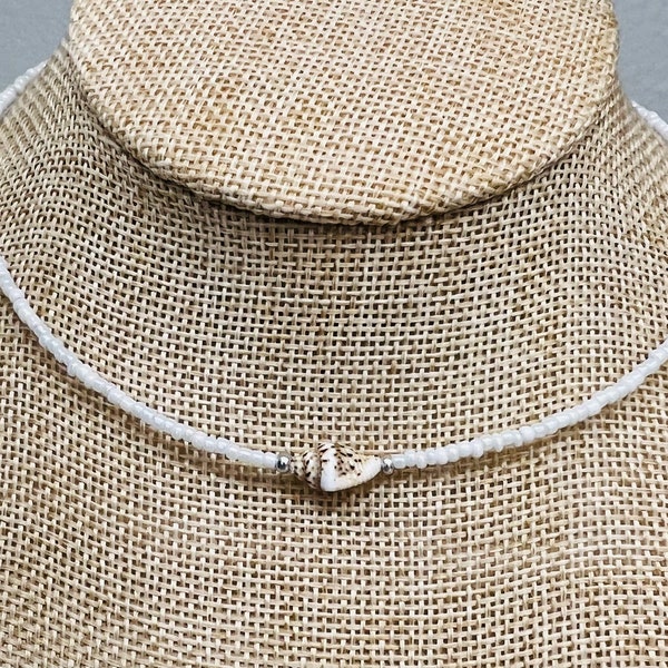 Sea Shell Beaded Choker, White Beaded Choker, Shell Choker Necklace, Waterproof Jewelry