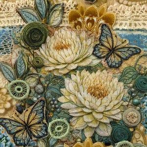 Regency,Floral,slow stitch,junk journal,fabric,collage,applique,patch kit