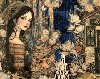 Eloise,slow stitch,fabric,collage,applique,embroidery,junk journal,book,patch,kit