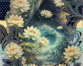 Tide pool,slow stitch,fabric,collage,slow stitch,junk journal,applique,embroidery,patch,kit
