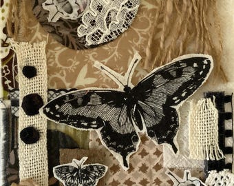 Melange,slow stitch,fabric,collage,applique,embroidery,junk journal,book,patch,kit