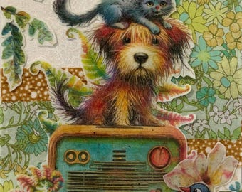 Friends forever,slow stitch,fabric,collage,applique,embroidery,junk journal,book,patch,kit
