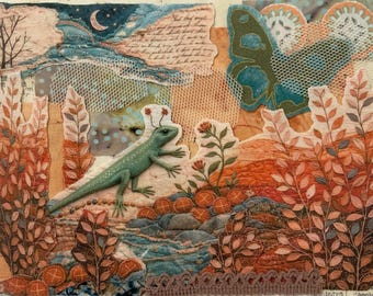 Lew,slow stitch,fabric,collage,applique,embroidery,junk journal,book,patch,kit