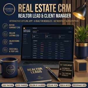 Real Estate CRM - Realtor Lead & Client Manager | Follow-Up Tracker, Contact Database and Sphere of Influence | Interactive Offline App