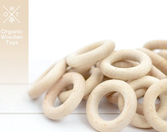 100 Wooden Teething Rings 45mm certified EN 71-3, 71-1 made in Europe, WHOLESALE