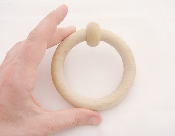 Set of 10 Organic Teething Rings 60mm. 2 1//3in Natural Eco Toy Wooden Rings