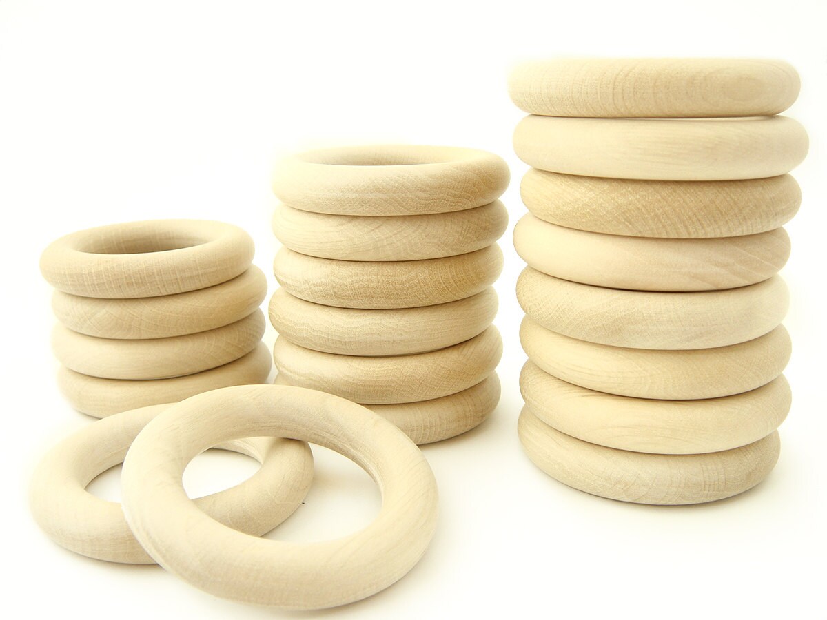 Made in Europe, Natural Eco Toy 20 Organic Wooden Teething Rings - 2 …