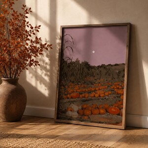 Halloween Wall Art, Pumpkin Patch, Printable Wall Art, Instant Download, Digital Print, Home Decoration, Poster, Fall, Autumn, PNG file