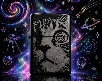 Cat Lighter Laser Engraved Metal Lighter with Matching Gift Tin