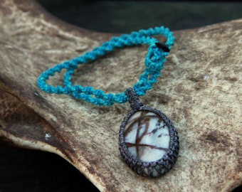 Jasper unisex macrame necklace