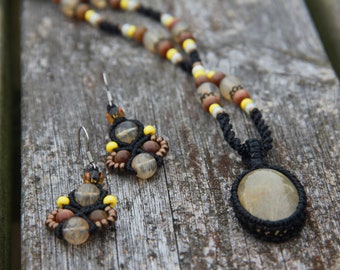 Sagenite sieraden set - ketting en oorbellen