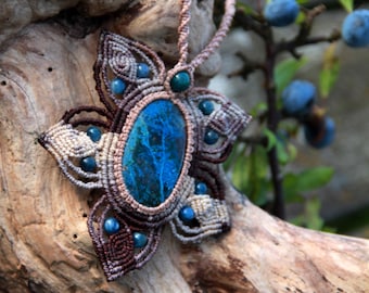 Collier de chrysocolle mandala fleur d'automne