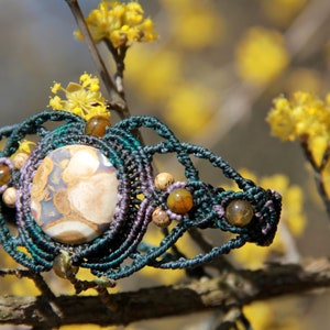 Blue purple macrame set with jasper, necklace and bracelet image 6