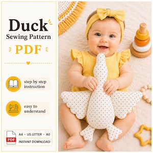 Sleepy Duck Sewing Pattern, Nursery Décor Plush Toy  | Plush Soft Toy Pattern  | Instant Download