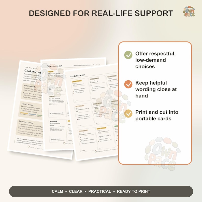 Low Demand Language Cards Printable | Choices Not Commands Deck | PDA ...