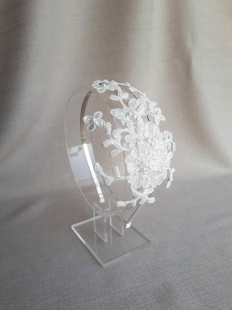 Bridal Hair Accessory Lace Side Tiara Wedding Hair Piece Etsy