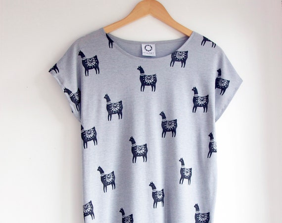 Llama Top in Marle Grey