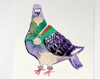 G. I. Joe, Pigeons Original Art, Pigeons Illustration, Pigeons Mini Art, Pigeon, Pigeons Lover Gift, Bird Lover Gift