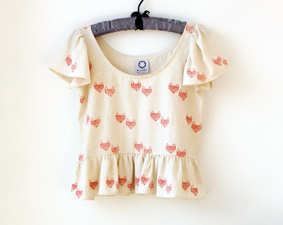 SALE - Frill Fox Top in Linen Viscose Size Small