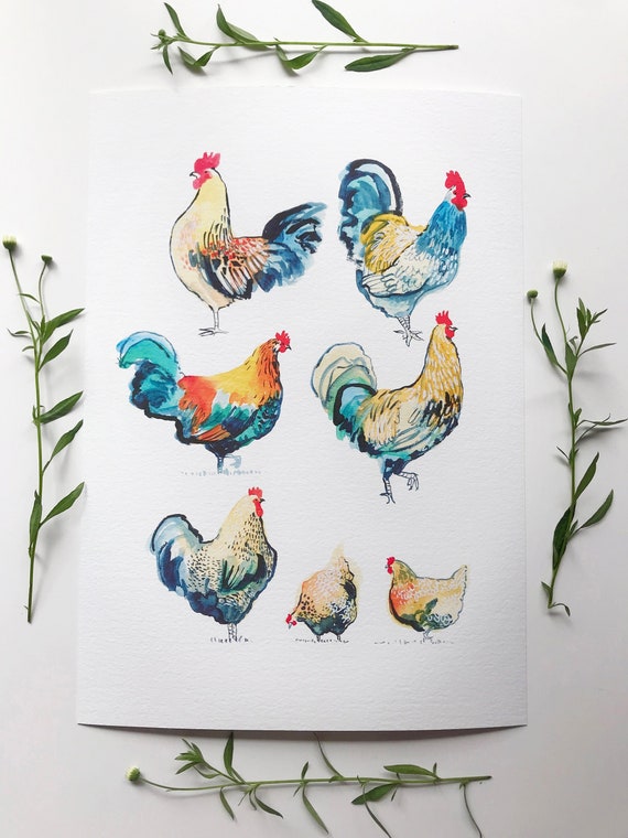 Roosters Art Print Roosters Fine Art Print Rooster Etsy
