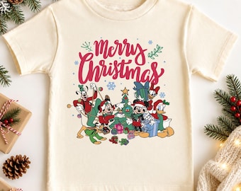 Maglietta per bambini "Retro Mickey Very Merry Christmas", maglietta per neonati con Topolino e amici, maglietta coordinata per tutta la famiglia Disney, festa di Natale 2026