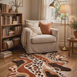 Leopard animal print,Abstract Animal Print Area Rug, Modern Organic Pattern Carpet,hand tufted woolen carpet,Custom Handmade Floor Decor