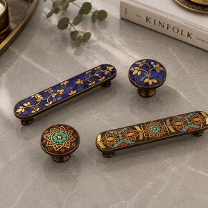 Vintage Copper Drawer Pulls, Ceramic Cabinet Knobs, Antique Furniture Handles, Decorative Wardrobe Knobs, Retro Kitchen Cabinet Hardware