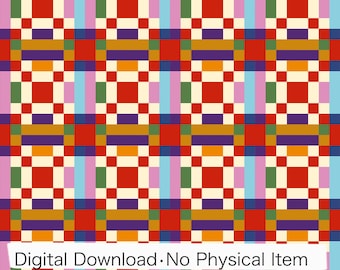 Flerfärgat geometriskt quiltmönster, digitalt papper, kommersiellt bruk (digital nedladdning)