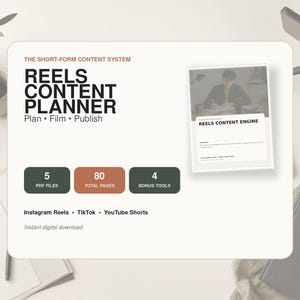 Reels Content Planner with 100 Hooks, Calendar, Scripts & Production Tracker