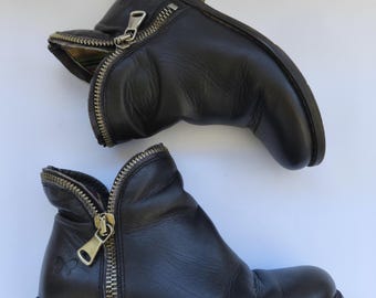 Vintage Felmini 9222 Lavado Black Leather Ankle Boots, Made in Portugal, EU 36