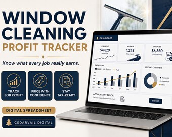 Window Cleaning Profit Spreadsheet | Job, Mileage, Invoices, Cash Flow (Digital Download)